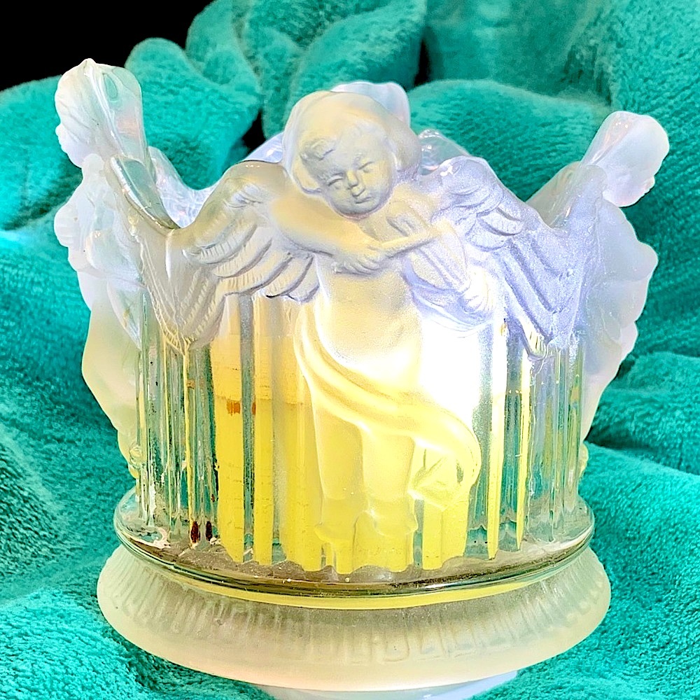 ☃️ 🎁CUPID CANDLE-VTG.-spectacular frosted crystal NIB